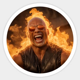 Mr. ROCK is Laughing His BALD head is ON FIREEE Sticker